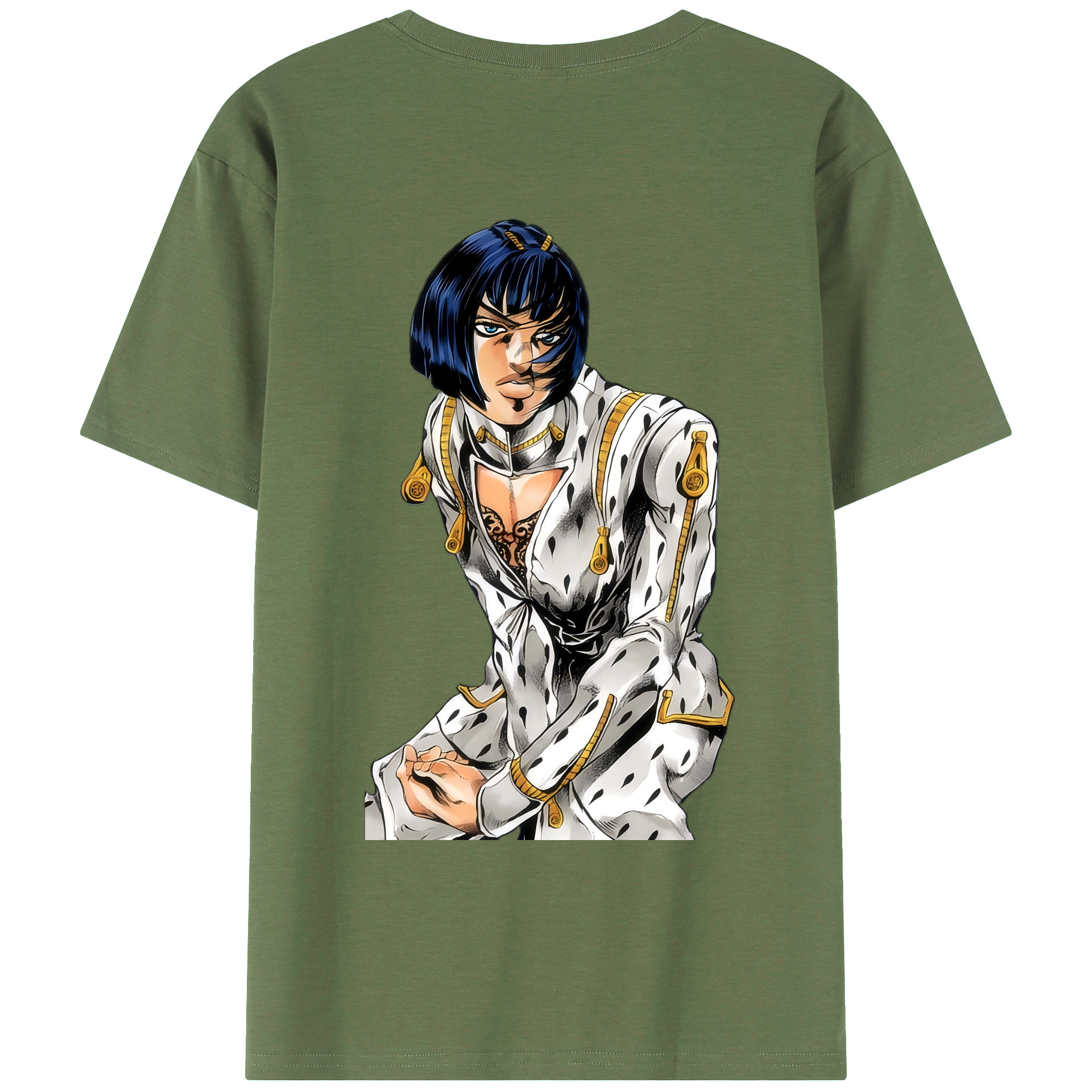 （画像用） ジョジョの奇妙な冒険 ブローノ?ブチャラティ JoJo's Bizarre Adventure Bruno Bucciarati 綿100％ メンズ半袖Tシャツ（バックプリント） 通気性